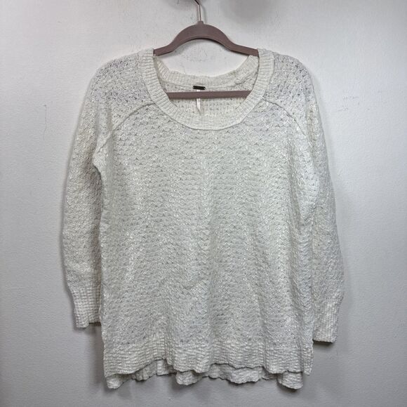 (R1) FREE PEOPLE BOAT NECK KNIT SWEATER, BOHEMIAN STYLE, Sz S - Picture 1 of 10
